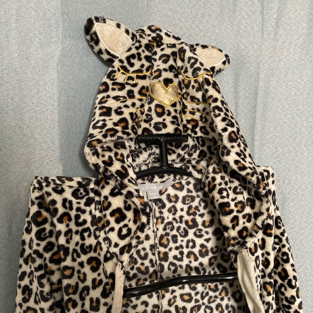 Sexy soft leopard print one piece pajama small